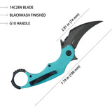 Kubey Rogue Karambit Tiffany KU298D - Tiffany Blue G10 Handle, 14C28N Sandvik Blade, Extended Tang by Kubey