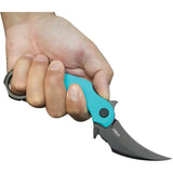 Kubey Rogue Karambit Tiffany KU298D - Tiffany Blue G10 Handle, 14C28N Sandvik Blade, Extended Tang by Kubey