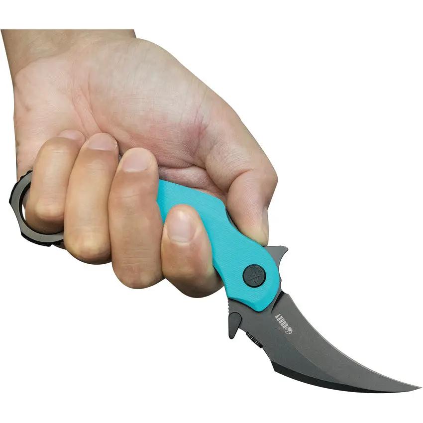 Kubey Rogue Karambit Tiffany KU298D - Tiffany Blue G10 Handle, 14C28N Sandvik Blade, Extended Tang by Kubey