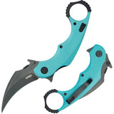 Kubey Rogue Karambit Tiffany KU298D - Tiffany Blue G10 Handle, 14C28N Sandvik Blade, Extended Tang by Kubey