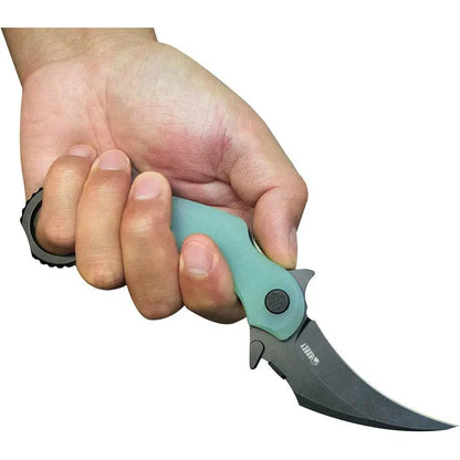 Kubey Rogue Karambit Black Jade KU298E - Jade G10 Handle and 3In Black Stonewash Blade for EDC by Kubey