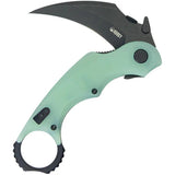 Kubey Rogue Karambit Black Jade KU298E - Jade G10 Handle and 3In Black Stonewash Blade for EDC by Kubey