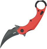 Kubey Rogue Pikal Karambit Linerlock KU298F - 14C28N Sandvik Stainless Blade Red G10 Handle by Kubey