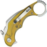 Kubey Rogue Pikal Karambit Linerlock KU298G - 3 Inch Stonewash 14C28N Sandvik Stainless Blade Ultem Handle by Kubey
