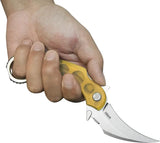 Kubey Rogue Pikal Karambit Linerlock KU298G - 3 Inch Stonewash 14C28N Sandvik Stainless Blade Ultem Handle by Kubey