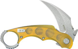 Kubey Rogue Pikal Karambit Linerlock KU298G - 3 Inch Stonewash 14C28N Sandvik Stainless Blade Ultem Handle by Kubey