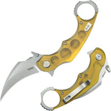 Kubey Rogue Pikal Karambit Linerlock KU298G - 3 Inch Stonewash 14C28N Sandvik Stainless Blade Ultem Handle by Kubey
