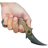 Kubey Rogue Karambit Blackwash Ultem KU298H - Amber Ultem Handle With 3 Inch 14C28N Blade And Extended Tang by Kubey
