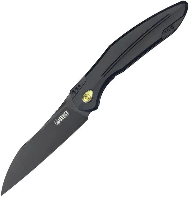 Kubey Barracuda Linerlock Knife - Black Bohler M390 Blade, Titanium Handle, Extended Tang by Kubey