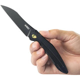Kubey Barracuda Linerlock Knife - Black Bohler M390 Blade, Titanium Handle, Extended Tang by Kubey