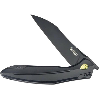 Kubey Barracuda Linerlock Knife - Black Bohler M390 Blade, Titanium Handle, Extended Tang by Kubey