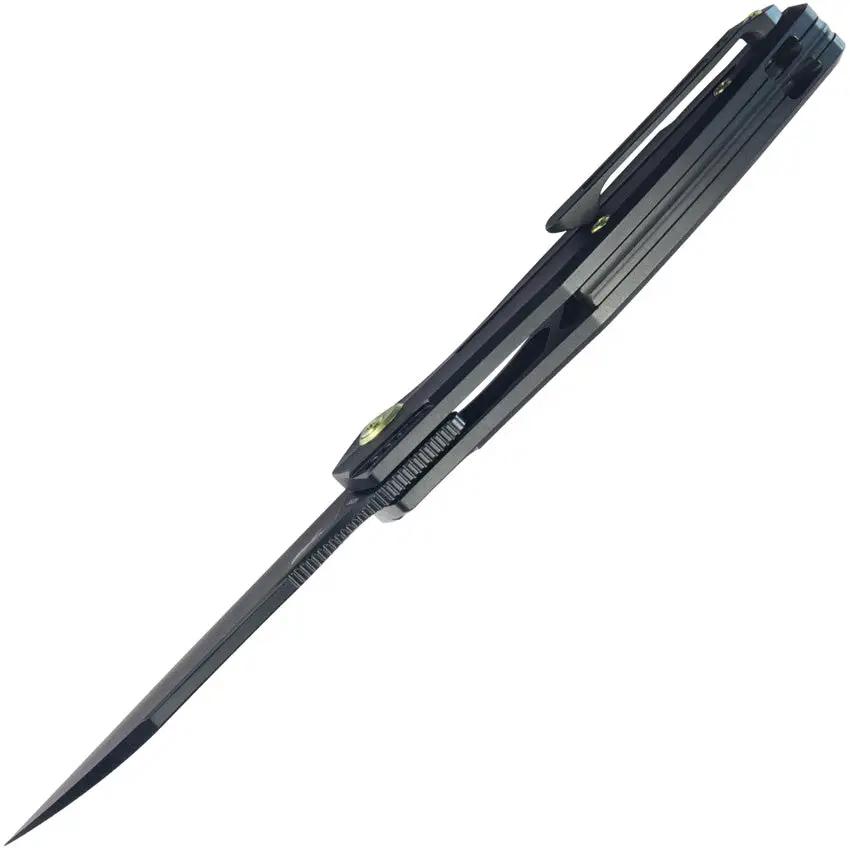 Kubey Barracuda Linerlock Knife - Black Bohler M390 Blade, Titanium Handle, Extended Tang by Kubey