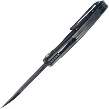 Kubey Barracuda Linerlock Knife - Black Bohler M390 Blade, Titanium Handle, Extended Tang by Kubey