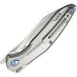 Kubey Barracuda Linerlock Satin KB299C - M390 Satin Blade Gray Titanium Handle Extended Tang by Kubey