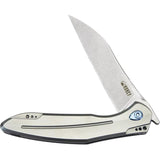 Kubey Barracuda Linerlock Satin KB299C - M390 Satin Blade Gray Titanium Handle Extended Tang by Kubey