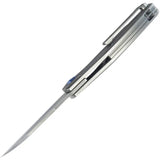 Kubey Barracuda Linerlock Satin KB299C - M390 Satin Blade Gray Titanium Handle Extended Tang by Kubey