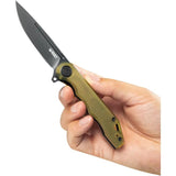 Kubey Mizo Linerlock Ultem BSW KU312N - Ultem Handle Black Stonewash AUS-10A Blade With Extended Tang Pocket Clip by Kubey