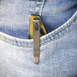 Kubey Mizo Linerlock Ultem BSW KU312N - Ultem Handle Black Stonewash AUS-10A Blade With Extended Tang Pocket Clip by Kubey