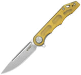 Kubey Mizo Linerlock Ultem - 4 Inch Closed, 3.13 Inch Stonewashed 14C28N Blade, Ultem Handle, Extended Tang by kubey