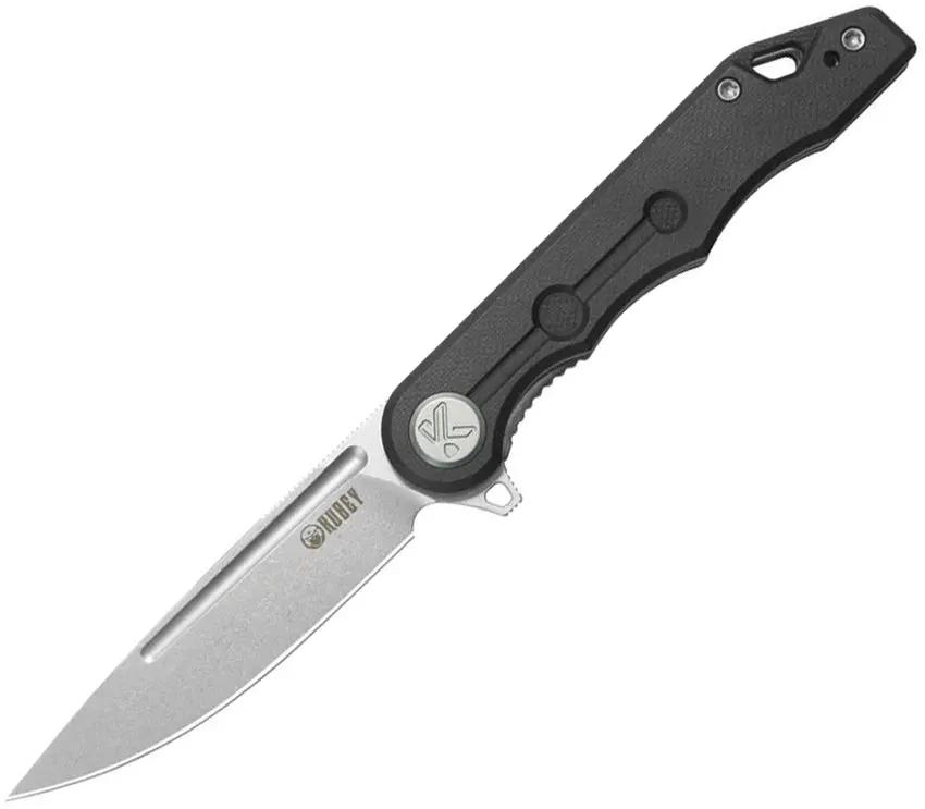 Kubey Mizo Linerlock Black KU312R - Stonewashed 14C28N Sandvik Stainless Blade With G10 Handle And Extended Tang by Kubey