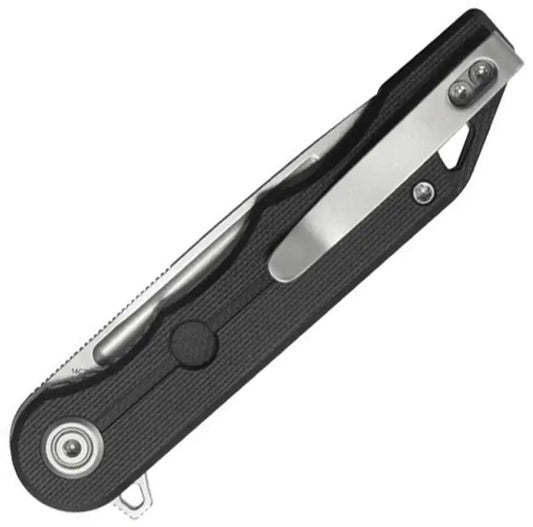 Kubey Mizo Linerlock Black KU312R - Stonewashed 14C28N Sandvik Stainless Blade With G10 Handle And Extended Tang by Kubey