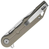 Kubey Mizo Linerlock Knife - Stonewash 14C28N Sandvik Stainless Blade Khaki G10 Handle 4 Inch Closed by Kubey