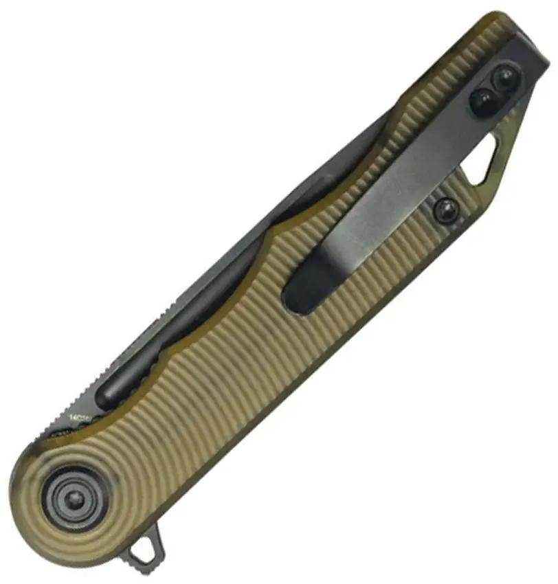Kubey Mizo Linerlock Ultem KU312W - 3.13in Black Stonewash 14C28N Sandvik Stainless Blade Ultem Handle Pocket Clip by Kubey
