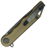 Kubey Mizo Linerlock Ultem KU312W - 3.13in Black Stonewash 14C28N Sandvik Stainless Blade Ultem Handle Pocket Clip by Kubey