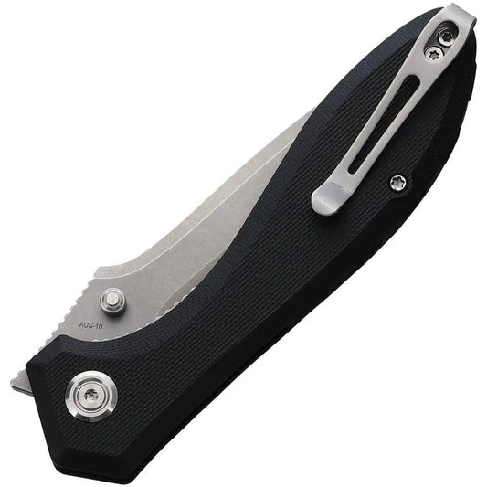 Kubey Ruckus Linerlock Black KU314F - AUS-10A Stainless Blade, Black G10 Handle, Thumb Stud by Kubey