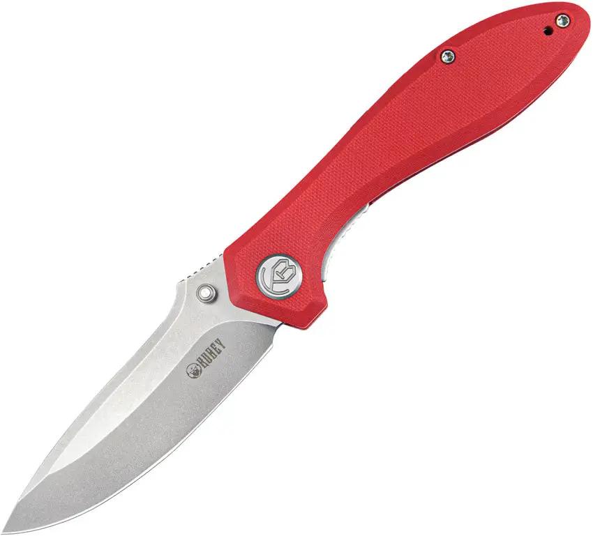 Kubey Ruckus Linerlock Red G10A Handle AUS 10A Blade With Thumb Stud And Extended Tang For Everyday Carry by Kubey