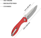 Kubey Ruckus Linerlock Red G10A Handle AUS 10A Blade With Thumb Stud And Extended Tang For Everyday Carry by Kubey