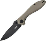 Kubey Ruckus Linerlock Tan KU314K - BlackWash AUS-10A Stainless Blade With Tan G10 Handle by Kubey