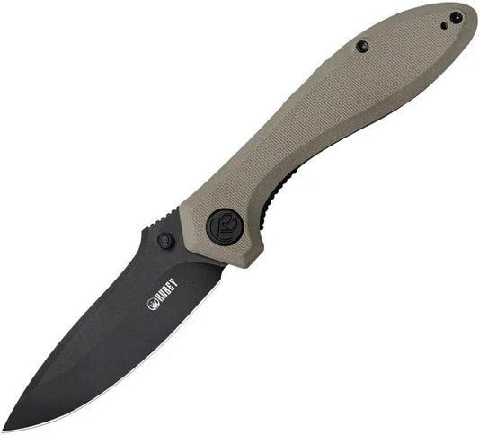 Kubey Ruckus Linerlock Tan KU314K - BlackWash AUS-10A Stainless Blade With Tan G10 Handle by Kubey