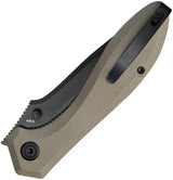 Kubey Ruckus Linerlock Tan KU314K - BlackWash AUS-10A Stainless Blade With Tan G10 Handle by Kubey