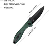 Kubey Ruckus Linerlock Green KU314L - Green G10 Handle With AUS-10A Stainless Blade And Pocket Clip by Kubey