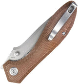 Kubey Ruckus Linerlock Tan Micarta Knife KU314M - 3.5 Inch AUS-10A Blade Stonewash Finish EDC Folding Knife by Kubey