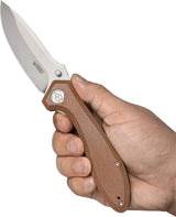 Kubey Ruckus Linerlock Tan Micarta Knife KU314M - 3.5 Inch AUS-10A Blade Stonewash Finish EDC Folding Knife by Kubey