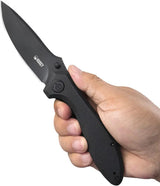 Kubey Ruckus Linerlock KU314O - Black Stonewash AUS10A Blade, 3.5 Inch, 4.75 Inch Closed Length, Black G10 Handle by Kubey