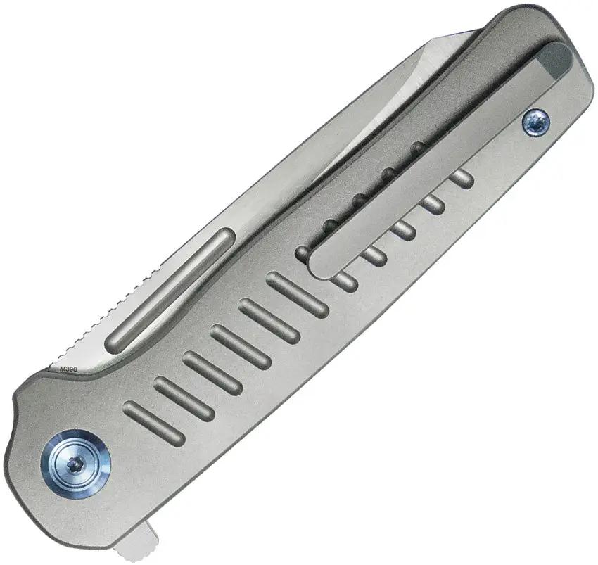 Kubey Steelhead Linerlock - Gray Titanium Handle With M390 Reverse Tanto Blade And Extended Tang by Kubey
