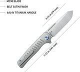 Kubey Steelhead Linerlock - Gray Titanium Handle With M390 Reverse Tanto Blade And Extended Tang by Kubey
