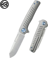 Kubey Steelhead Linerlock - Gray Titanium Handle With M390 Reverse Tanto Blade And Extended Tang by Kubey