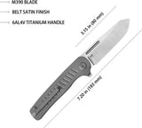 Kubey Steelhead Linerlock DSW KB315B - Bohler M390 Satin Blade, Titanium Handle, Extended Tang by Kubey