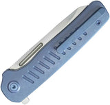 Kubey Steelhead Linerlock Blue Stonewash Titanium Handle - Satin Bohler M390 Reverse Tanto Blade by Kubey