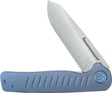 Kubey Steelhead Linerlock Blue Stonewash Titanium Handle - Satin Bohler M390 Reverse Tanto Blade by Kubey
