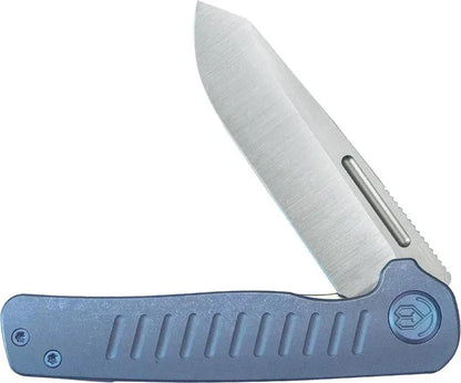 Kubey Steelhead Linerlock Blue Stonewash Titanium Handle - Satin Bohler M390 Reverse Tanto Blade by Kubey