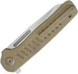Kubey Steelhead Linerlock Bronze KB315D - Bohler M390 Reverse Tanto Blade Bronze Stonewash Titanium Handle by Kubey