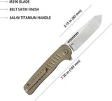Kubey Steelhead Linerlock Bronze KB315D - Bohler M390 Reverse Tanto Blade Bronze Stonewash Titanium Handle by Kubey
