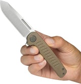 Kubey Steelhead Linerlock Bronze KB315D - Bohler M390 Reverse Tanto Blade Bronze Stonewash Titanium Handle by Kubey