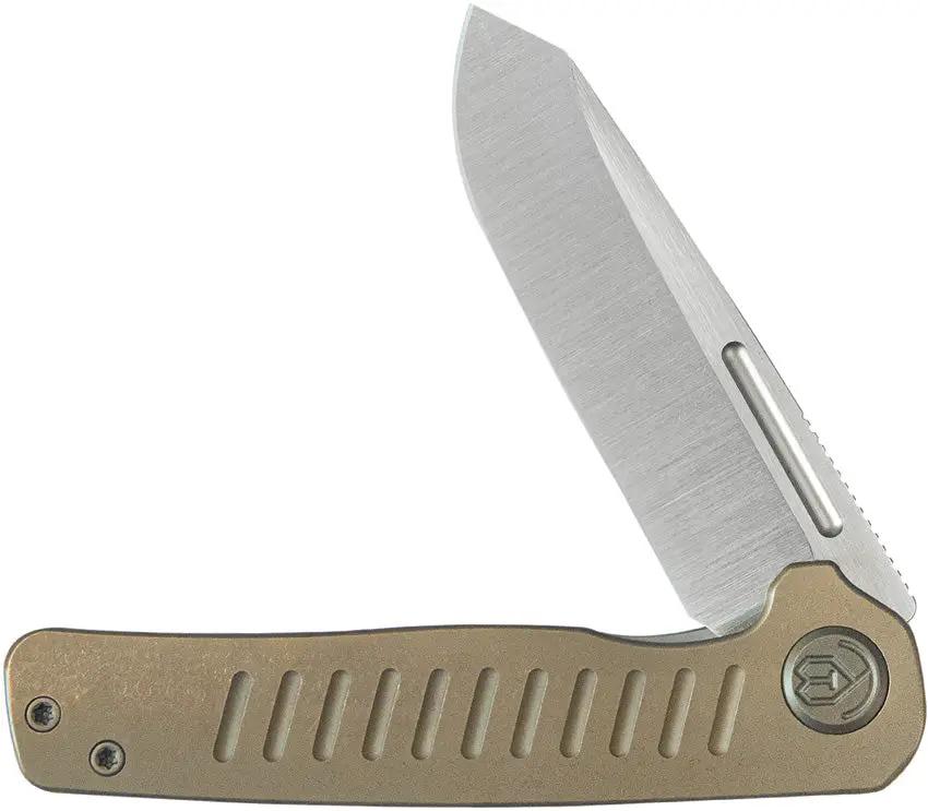 Kubey Steelhead Linerlock Bronze KB315D - Bohler M390 Reverse Tanto Blade Bronze Stonewash Titanium Handle by Kubey