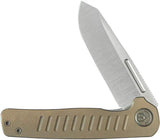 Kubey Steelhead Linerlock Bronze KB315D - Bohler M390 Reverse Tanto Blade Bronze Stonewash Titanium Handle by Kubey